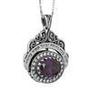 Image of Kabbalah Pendant Ana Bekoach w/Amethyst & White Crystals CZ Sterling Silver