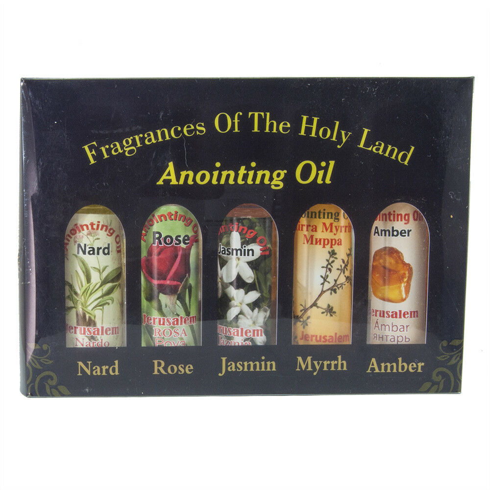 Mix of 5 Myrrh Rose Nard Jasmine Amber Anointing Oils roll-on 5 x 10ml Holy Land