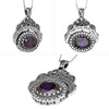 Image of Kabbalah Pendant Ana Bekoach w/Amethyst & White Crystals CZ Sterling Silver
