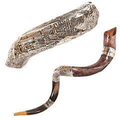 Natural Kosher Yemenite Shofar Kudu Horn Silver Plated 27.5-31