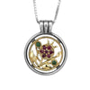 Image of Pendant Pomegranate w/ Red Garnets Gemstone Sterling Silver & Gold 9K Jewelry