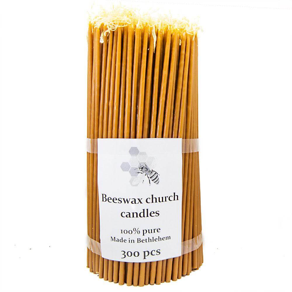 300 pcs 100% Pure Beeswax Candles Church & Home from Bethlehem 11'' / 28 cm