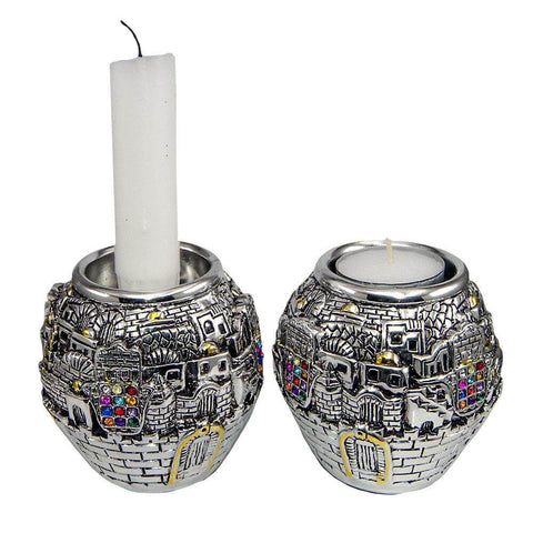 Candle Holders Jerusalem Ball Silver Plated 925 Electroforming Candlesticks 3.5"