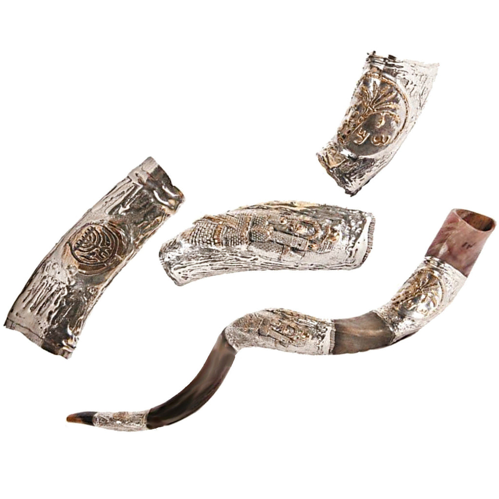 Natural Kosher Silver Plated Yemenite Shofar Kudu Horn 35.5 - 40"(90-99 cm)