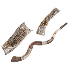 Natural Kosher Silver Plated Yemenite Shofar Kudu Horn 35.5 - 40