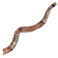 Natural Kosher Yemenite Shofar Kudu Horn Silver Plated 40.5-44"(100-109 cm)