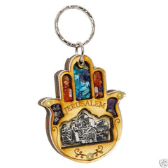 Key Chain Sacred Amulet Against Evil Eye with Jerusalem Photography Israel Gift